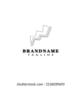 imagen del logotipo del perno relámpago icono de caricatura plantilla de diseño de la ilustración del vector aislado negro