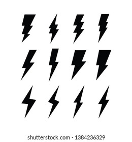 Flash thunderbolt vector icon set. Lightning thunder symbol collection.