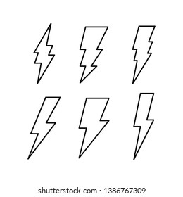 Flash thunderbolt vector icon set. Lightning thunder symbol collection.