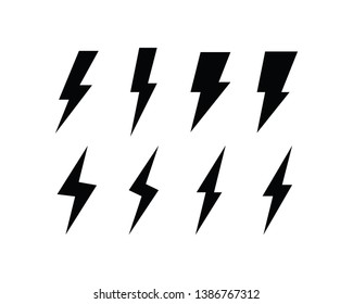 Flash thunderbolt vector icon set. Lightning thunder symbol collection.
