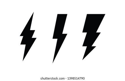 Flash thunderbolt vector icon set. Lightning thunder symbol collection.