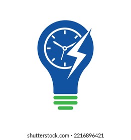 Flash time bulb shape concept vector logo design. Thunder time logo icon vector.