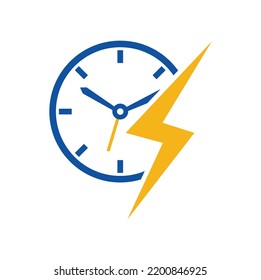 Flash time vector logo design. Thunder time logo icon vector.