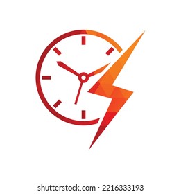 Flash time vector logo design. Thunder time logo icon vector.