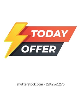 Flash today deal icon cartoon vector. Sale offer. Label price