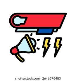 Flash Update mini illustration outline color icon, use for journalist, broadcasting, news and media UI, UX kit, app and web development, digital or print.