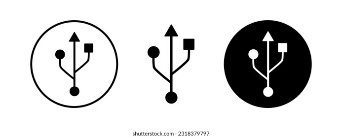 Icono de vector de la unidad USB Flash. Conjunto de disco de bloqueo para la memoria de almacenamiento.