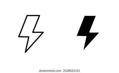 Flash vector icon set in black and white color.