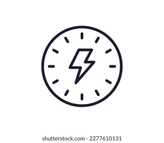 Flash vector line icon. Premium quality logo for web sites, design, online shops, companies, books, advertisements. Black outline pictogram isolated on white background 
