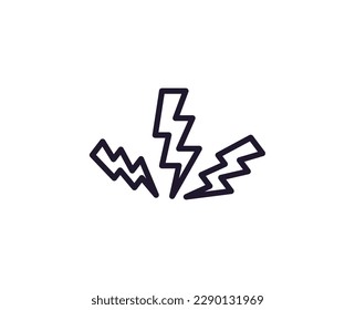 Flash vector line icon. Premium quality logo for web sites, design, online shops, companies, books, advertisements. Black outline pictogram isolated on white background 