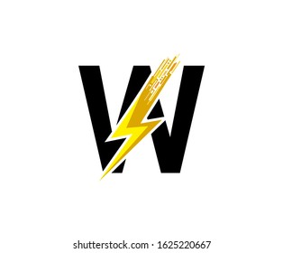 Flash W Letter Logo, Digital Data Electrical Bolt Logo Vector