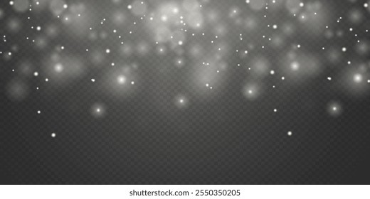 Flash of white dust and star, light effect of flying dust and shine. On a transparent background.