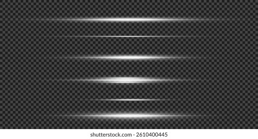 
Flash of white light. Horizontal lines of light. Rays, laser.