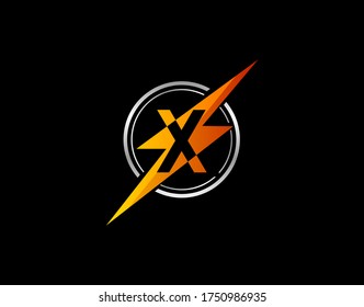 Flash X Letter Logo. Creative Icon Created From Negative Space of Initial X Combined With Thunder Shape Design.