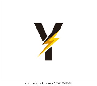 Flash Y Letter Logo, Electrical Bolt Logo Vector