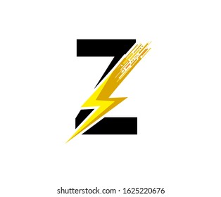 Flash Z Letter Logo, Digital Data Electrical Bolt Logo Vector