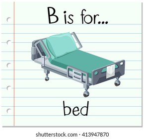 Flashcard alphabet B is for bed