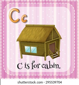Flashcard of alphabet C is for cabin