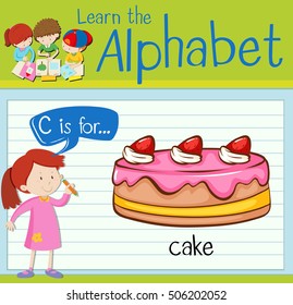 Flashcard alphabet C is cake illustration