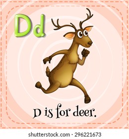 Flashcard of alphabet D is for deer