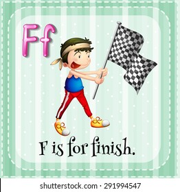 Flashcard of alphabet F is for finish	