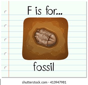 Flashcard alphabet F is for fossil