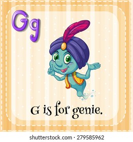 Flashcard alphabet G is for genie