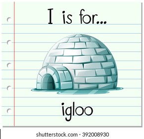 Flashcard alphabet I is for igloo illustration