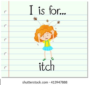 Flashcard alphabet I is for itch