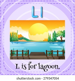 Flashcard alphabet L is for lagoon