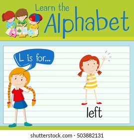 Flashcard alphabet L is for left illustration