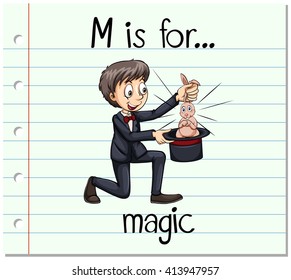 Flashcard alphabet M is for magic
