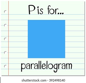 Flashcard alphabet P is for parallelogram illustration