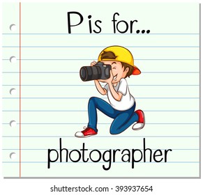 Flashcard alphabet P is for photographer illustration