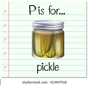 Flashcard alphabet P is for pickle