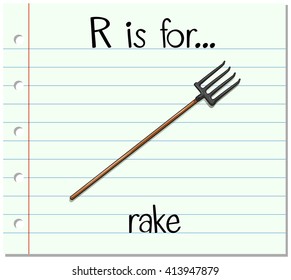 Flashcard alphabet R is for rake