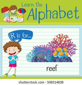 Flashcard alphabet R is for reef illustration