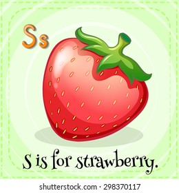 Flashcard of alphabet S is for strawberry