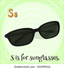 Flashcard alphabet S is for sunglasses illustration