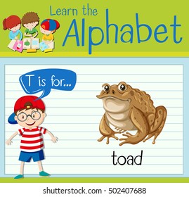 Flashcard alphabet T is for toad illustration