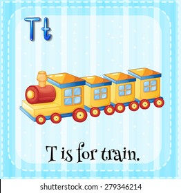Flashcard alphabet T is for train