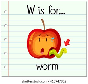 Flashcard alphabet W is for worm