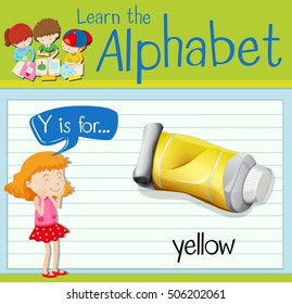 Flashcard alphabet Y is for yellow illustration