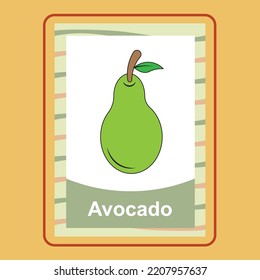 Flashcard Avocado is a vector cartoon, cute doodle with Flashcard Game. Suitable for designing t-shirts, merchandise, stickers, shop logos, etc. 