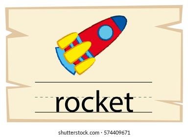 Flashcard design for word rocket illustration