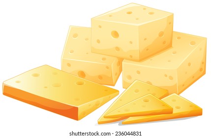 Flashcard of different shapes of cheese