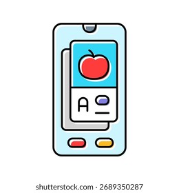 ícone de cor da plataforma de educação flashcard vetor. sinal da plataforma de educação flashcard. ilustração de símbolo isolado