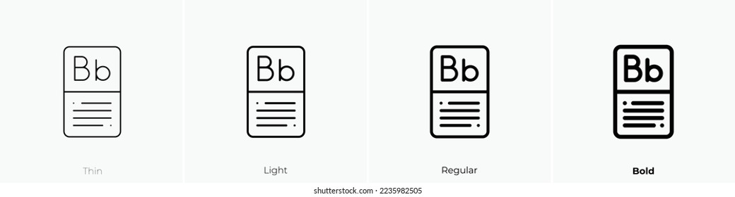 flashcard icon. Thin, Light Regular And Bold style design isolated on white background