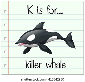 Flashcard for K is for killer whale