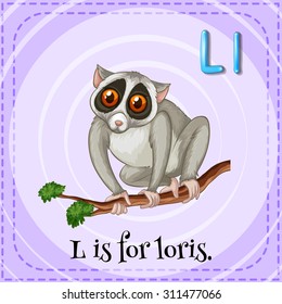 Flashcard L é para a ilustração de loris